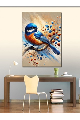 Kanvas Tablo Mavi Kuş Ve Dallar 100cmx140cm