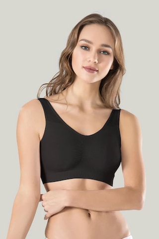 Melonika Kadın Siyah Kalın Askılı Çıkarılabilir Pedli Örme Seamless Dikişsiz Basic Büstiyer Çok Renkli