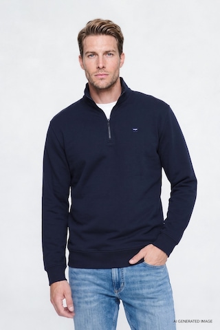 Wrangler Pamuklu Regular Fit Fermuarlı Erkek Sweatshirt W2620157410 Lacivert