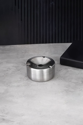 Çelik 10 Cm. Kafe Restaurant Kapaklı Yuvarlak Kül Tablası Küllük Cin898by