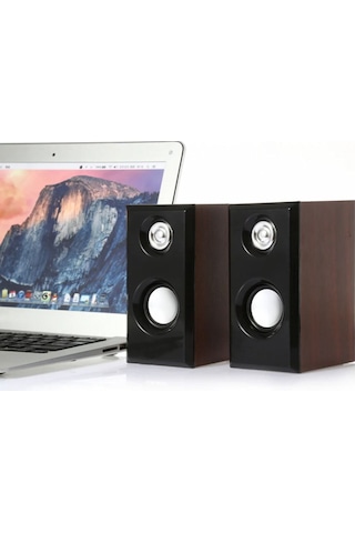 C-8003 Usb Ahşap Desen Pc Hoparlör Subwoofer Ses Sistemi