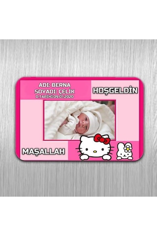 Isimli Fotoğraflı Ve Maşallah Yazılı Hoşgeldin Bebek Magneti 10 A