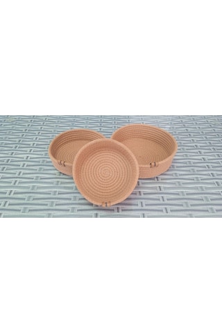 Ev Banyo Hasır Sepet 3 Adet Kahve Yuvarlak Jüt Kordon Halat İp Örme Sepet Dekoratif Düzenleyici Organizer Kahverengi