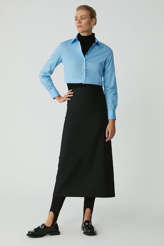 Ethıquet Sıntıa Kadın Slim Fit Dar Kalıp Vücuda Oturan Likralı Poplin Crop Mavi Gömlek