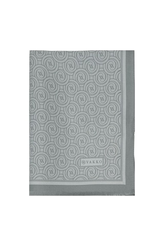 Vakko Twill İpek Şal - Helezon Monogram - Gri Füme