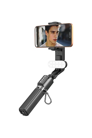 Lenyes Lph124 Dolgu Işıklı Teleskopik Tripod Ve Mini Selfie Çubuğu Siyah