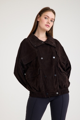 Oversize Bayan Süet Deri Ceket Vb-9-bk-2858-24126 Kahverengi