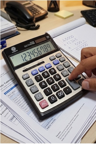 Hesap Makinesi Siyah Gri 15x19.5 Cm 1 Adet Cockpıt Ck-534 12 Haneli Büyük Boy Hafızalı Büro Masaüstü Hesap Makinası Gr
