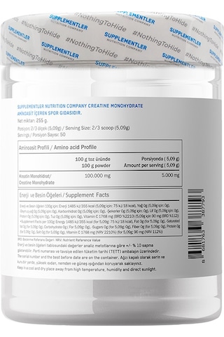 Supplementler Micronized Creatine 255 Gr Aromasız Aromasız