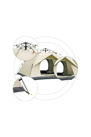 2 3 Kişilik Otomatik Kamp Çadırı Suya Dalı Çift Astarlı Semeglbl - 7 Outdoor Çadır Çok Renkli