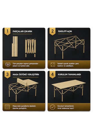 Neo Class Neo Trail Katlanabilir Premium Kamp Masası Kompakt Tasarım, 120x55 4 Kişilik Masa, Taşıma Çantalı, Kolay Kurulum Krem