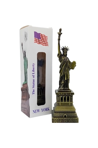 Vintage Metal Usa Özgürlük Heykeli Biblo Antik Bronz 18 Cm