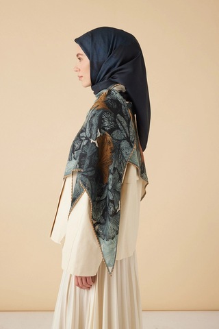 Maisa Ferya Mulberry İpek Eşarp 90 90 Cm - Laçivert 1320 Lacivert