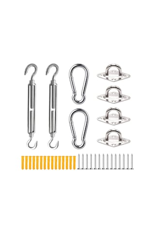 Neevoyu 304 Paslanmaz Çelik 5mm Çift Taraflı Kanca Seti - Gölge Tente, Led Işık Takımı Asma Aksesuarı - Dış Mekan Bahçe Teras Uygun Gümüş