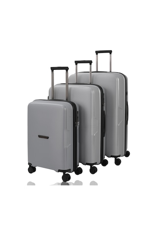 Baggaj V2408 Policarbon Valiz Siyah Set Grey