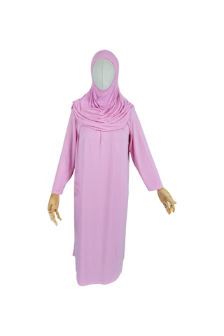 Pratik Tek Parça Organik Kız Çocuk Namaz Elbisesi Pembe