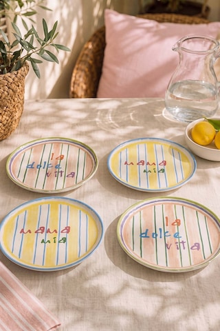Mama Mia & La Dolce Vita Nordic 4'lü Pasta Tabağı 22 Cm Çok Renkli