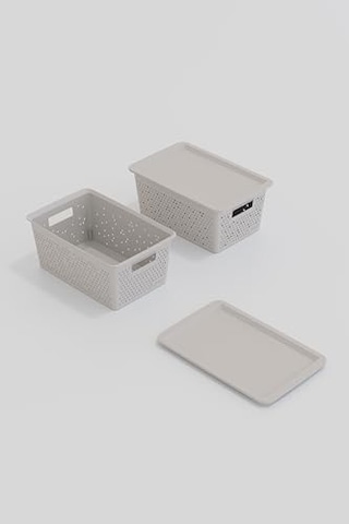 Seul Çok Amaçlı Kapaklı Saklama Kutusu - Şık Ve Dekoratif Dolap İçi Organizer Düzenleyici 4 L / 12 L / 20 L Boy Seçenekli 3 Renk Beyaz, 4 Litre Açık Ahşap