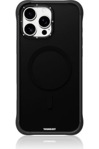 İphone 16 Pro Uyumlu Kılıf M-safe Şarj Özellikli Youngkit Macaroon Serisi Kapak Siyah Siyah