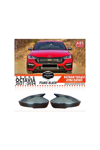 Skoda Octavia Mk4 Sinyalli 2021-2024 Uyumlu Batman Yarasa Ayna Kapağı Piano Black Abs Plastik Sağ Sol Takım 00 Şüscaroto Aksesuar