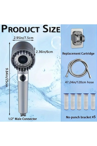 Duş Başlığı 1 Adet Ion Damlaları Duş Başlığı, 2025 Yeni Iondrops Filtreli Duş Başlığı İle El Duşu İle Hortum Ayarlanabilir Ayarlar 11.8x5cm Çift Kişilik
