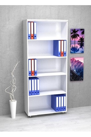 Kobiç Raflı Mdflam Dolap 80x35x185 Cm Beyaz Beyaz