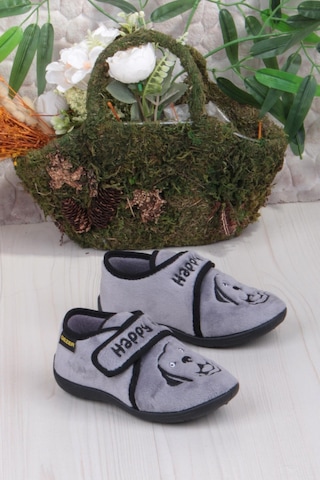 Fort 3426 Gz Köpek Figürlü Anaokulu Kreş Ev Erkek Çocuk Panduf Ayakkabı Gri