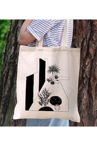 Bk Gift Modern Art Tasarımlı Kanvas Bez Çanta, Baskılı Omuz Çantası, Alışveriş Çantası, Plaj Çantası, Arkadaşa Hediye-11 Sarı