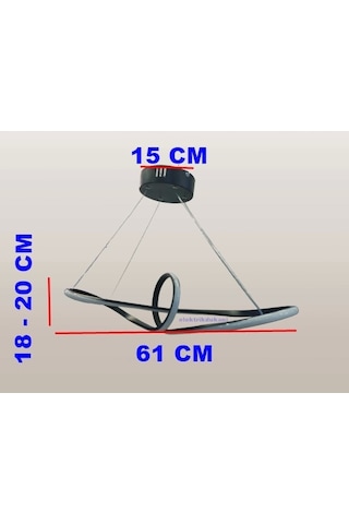 Dmr Çemberli Papyon Sarkıt Led Avize Siyah Kasa Üç Renk 6500k/4000k/3000k Beyaz Ilık/beyaz/sarı Gü Çok Renkli