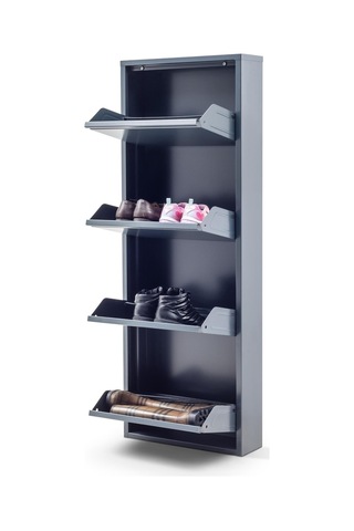 4 Raflı Metal Ayakkabılık Antrasit Kapı Önü Ayakkabılık Rehome