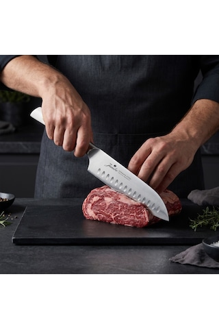 Jumbo Katana Standlı 6 Parça Beyaz Bıçak Seti Şeffaf