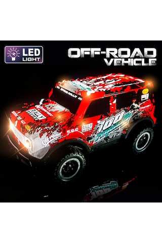 Full Fonksiyon Led Işıklı Gövde 1:24 Off Road Şarjlı Uzaktan Kumandalı Yarış Arabası - Kırmızı