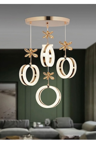 Aurea Model 4 Lü Gold 3 Renk Modu Ledli Kristal Taşlı Gold