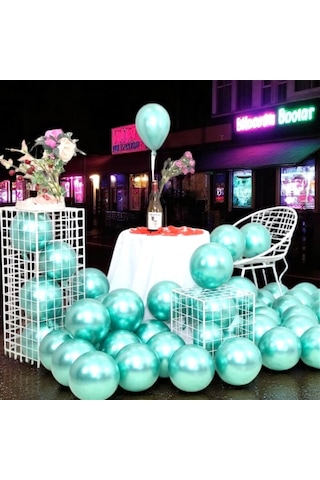 Ultra Yüksek Kalite 50 Adet Açık Yeşil Krom Balon Aynalı Parlak Metalik Balon Krom Açık Yeşil Balon YEŞİL