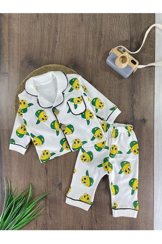 Tweety Baskılı Kruvaze Yaka Pijama Takımı 4bb2 Beyaz