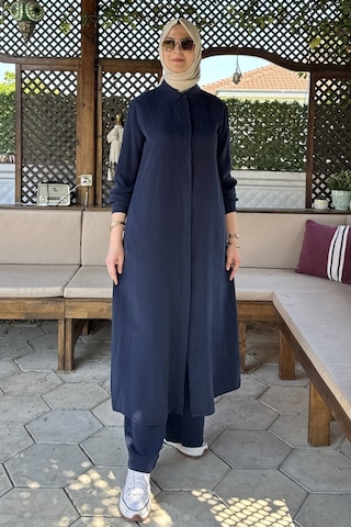 Rabia Şamlı Elif Pantolonlu Takım Lacivert Normal