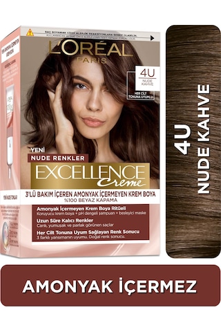 L'Oréal Paris L'Oréal Paris Excellence Creme Nude Renkler Saç Boyası – 4U Nude Kahve 4U Nude Kahve