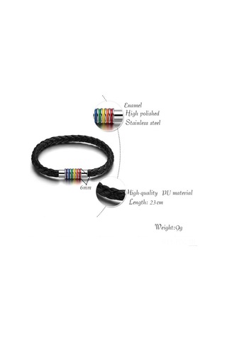 Padalink Lgbt Onur Deri Bilezik, Renkli Gökkuşağı Desenli, Dayanıklı Örgü, Magnetik Bakır Kapan, Sevgi Söyleyişi Hediyesi Bronz