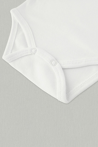 Organik %100 Pamuk Kısa Kollu Beyaz More Love Bebek Body Bebek Badi Çıtçıtlı Zıbın Beyaz