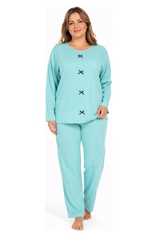 Sleeproom Büyük Beden Kadın Kaşkorse Mevsimlik Su Yeşili Pijama Takımı