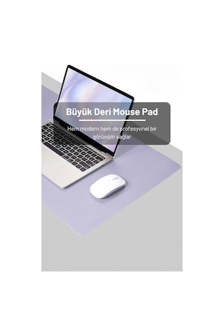 Lila Deri Mouse Pad Dikişli Kenar Çift Yönlü Kullanım Masa Matı Sümen 70x30 L Baskısız