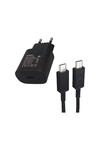 Sh Weko Wk-27877 Note10 Siyah 25 Watt Şarj Başlık Adaptörü + Type-c To Type-c Kablo Najmaddin