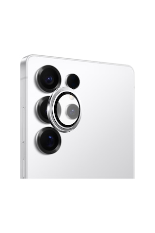 Safeus Safir Temperli Kamera Lens Koruyucu, Samsung Galaxy S25 Ultra İle Uyumlu Beyaz