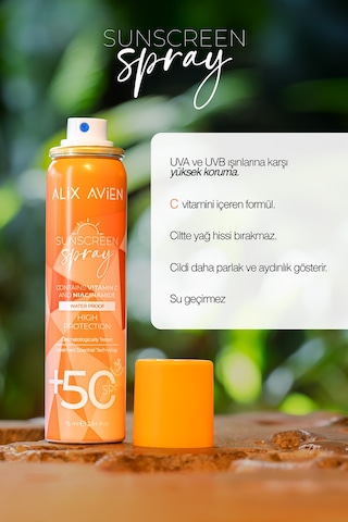 Spf50+ Yüksek Koruma Etkili C Vitaminli Suya Dayanıklı Güneş Koruyucu Sprey - Sunscreen Spray 75 Ml