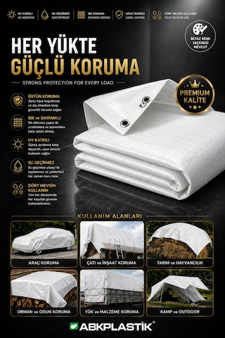 Beyaz Beyaz Çadır Brandası Su Geçirmez Uv Katkılı Dört Mevsim Branda
