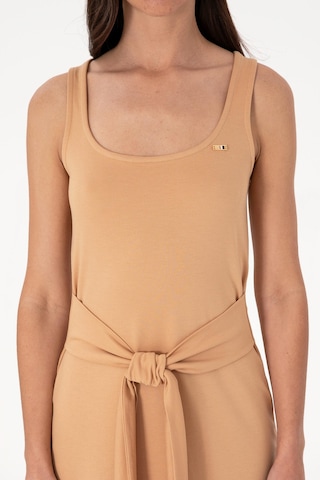 U.S. Polo Assn. Kadın Kolsuz Bisiklet Yaka Midi Boy Örme Elbise Camel