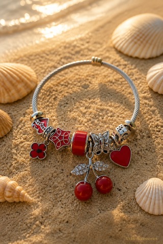 Stainless Steel Charm Gümüş Ayarlanabilir Renkli Çelik Bileklik