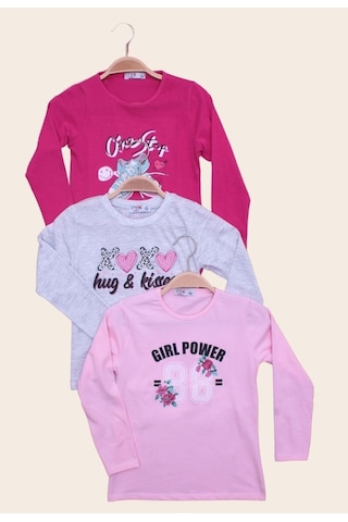 Fyk Kids Kız Çocuk Uzun Kol Basic 3'lü Sweatshirt Çok Renkli
