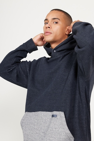 AC&Co / Altınyıldız Classics Erkek Indıgo Melanj Oversize Bol Kesim Kapüşonlu Desenli Pamuklu Sweatshirt İndigo