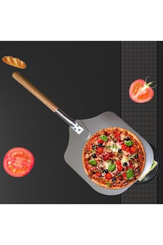 Pazly Alüminyum Meşe Pizza Kek Transferi, Kürek Seti, Mutfak Aleti, Kullanışlı, Dayanıklı, Paslanmaz Gri